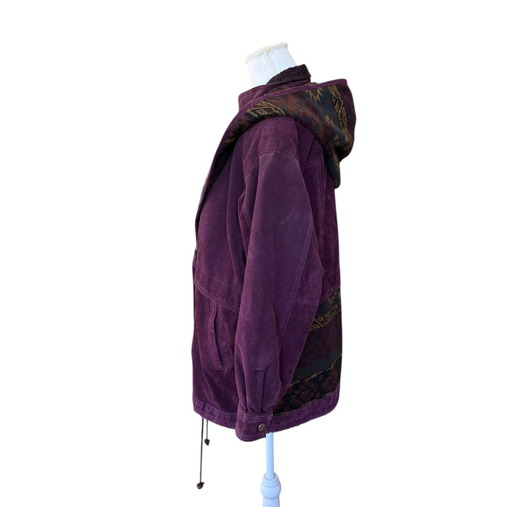 Adventure Bound Wilsons‎ Purple Suede Leather Southwestern Hooded Jacket Medium - Picture 10 of 11